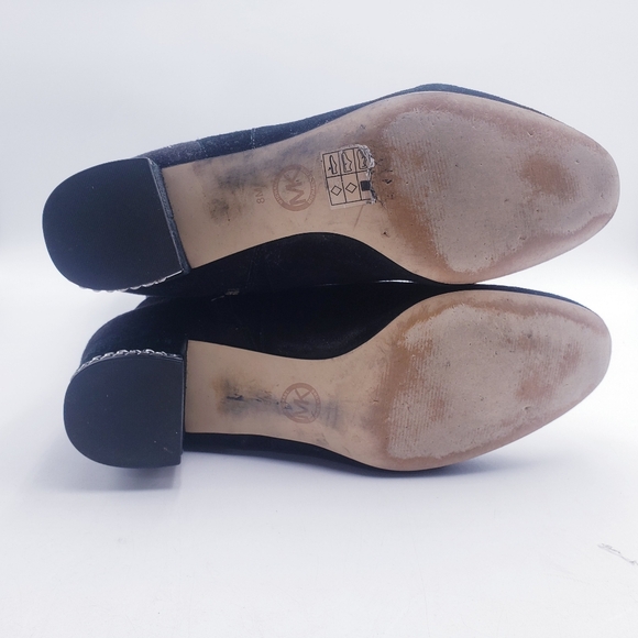 Michael Kors Sabrina Knee High Chain Heel Boots Black Suede Heeled Womens Size 8 - Picture 8 of 10